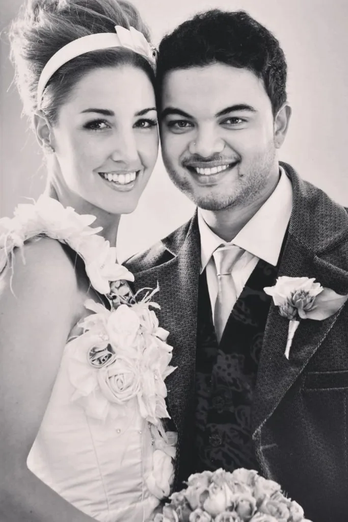 guy sebastian and wife jules sebastian on their wedding day