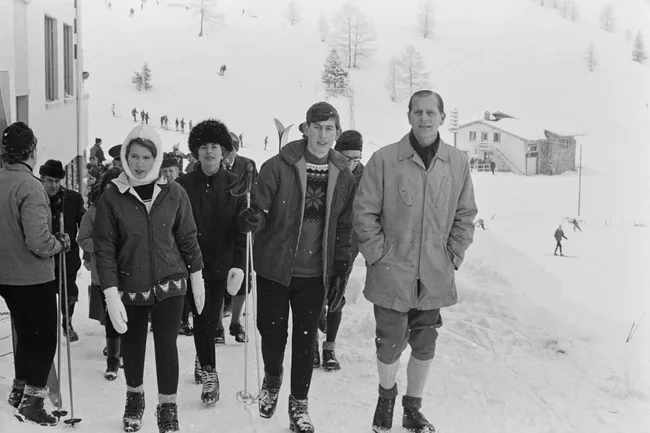 princess anne and king charles with prince philip in the snow