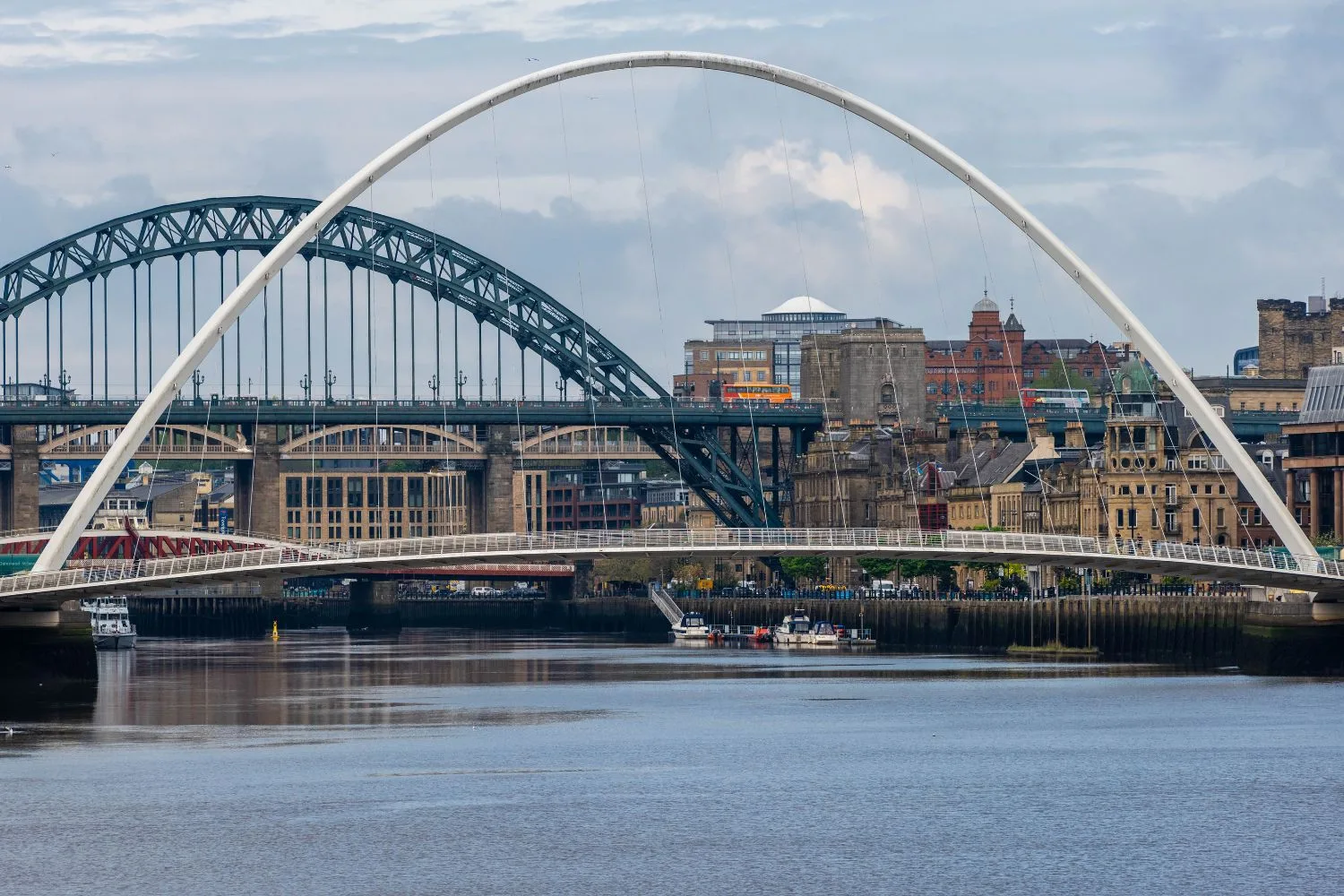 Gateshead Millennium Bridge and Tyne Bridge