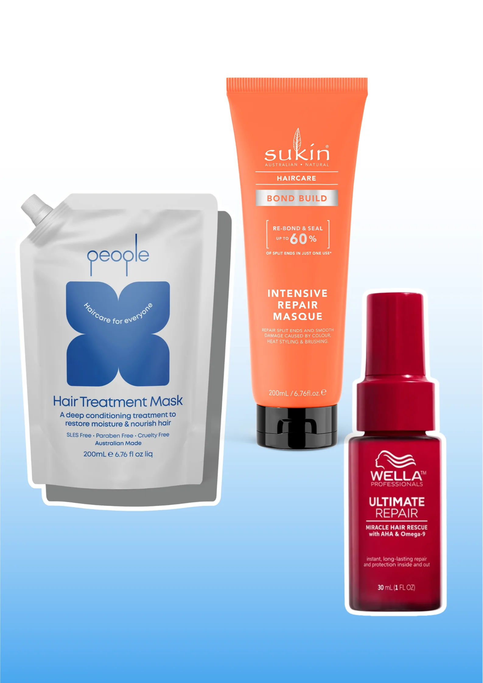 Sukin Intensive Repair Masque, Wella Professionals Ultimate Repair Miracle Hair Rescue, People Hair Mask