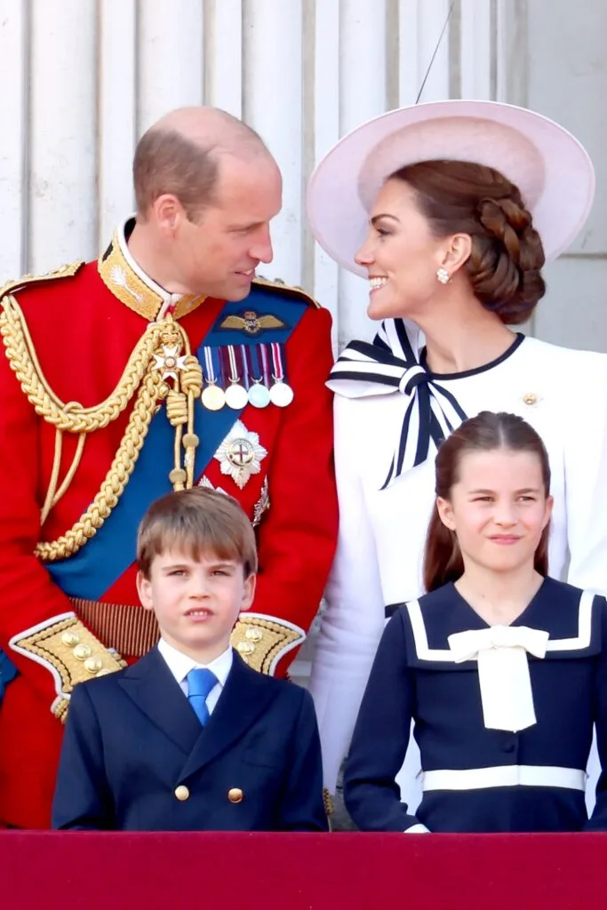 Kate Middleton prince william princess charlotte and prince louis and trooping the colour 2024