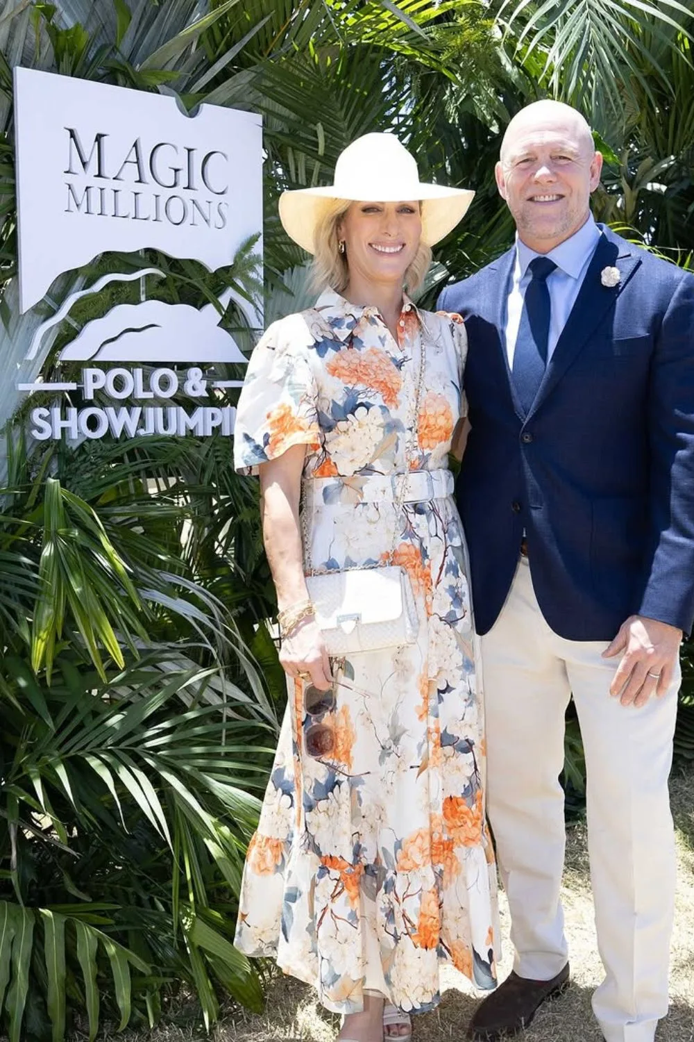 mike and zara tindal attend the magic millions racing event