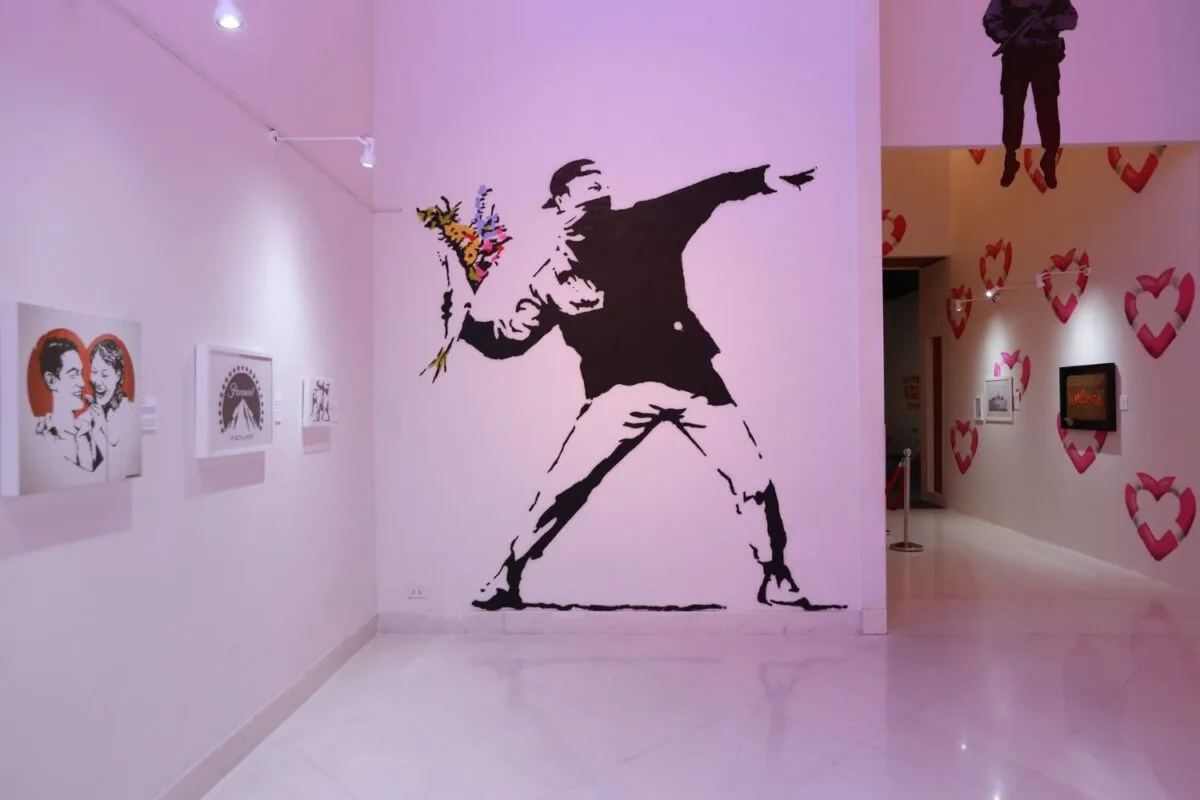 inside the banksy exhibition in melbourne