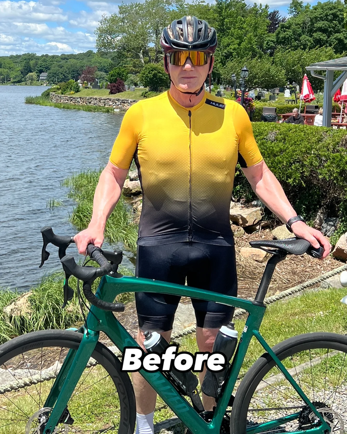 gordon ramsay cycling in connecticut wearing yellow jersey