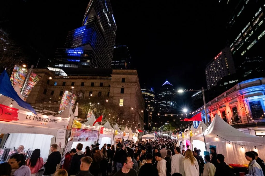 the streets of sydney at the bastille day event happening in july