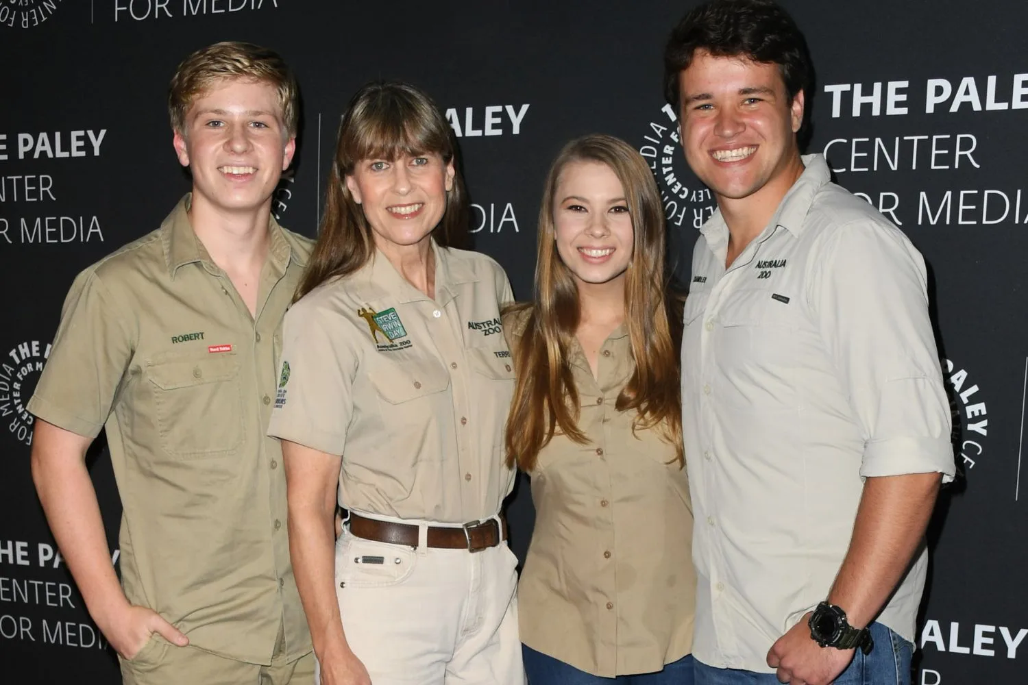 Robert Irwin, Terri Irwin, Bindi Irwin and Chandler Powell attend The Paley Center For Media Presents: An Evening With The Irwins: "Crikey! It's The Irwins" Screening in 2019.