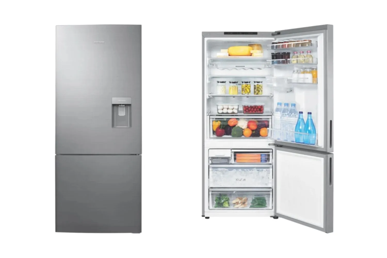 samsung bottom mount fridge silver