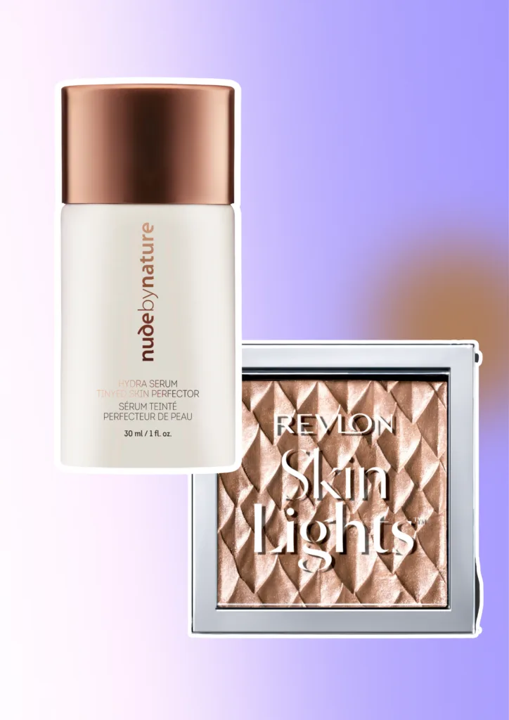 nude by nature hydra serum and revlon skin lights makeup