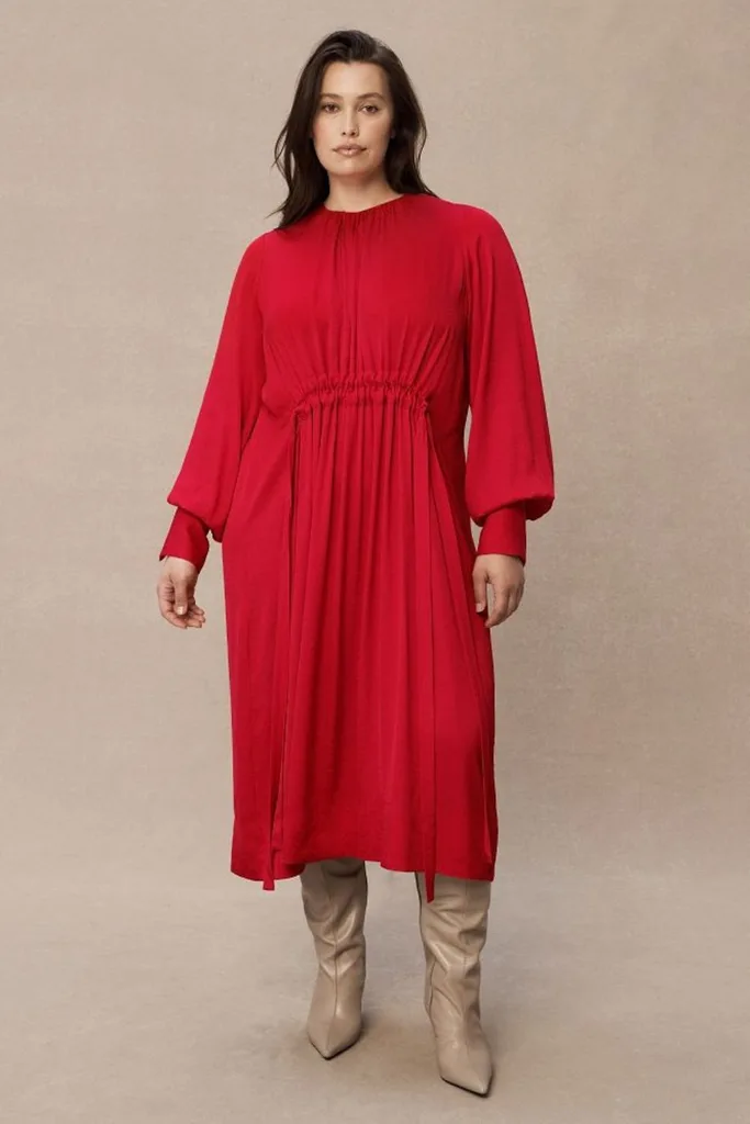 Model Wearing Commonry Red Dress