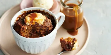 Air Fryer Date White Choc Puddings with Toffee Sauce