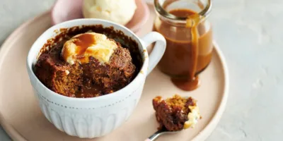 Air Fryer Date White Choc Puddings with Toffee Sauce