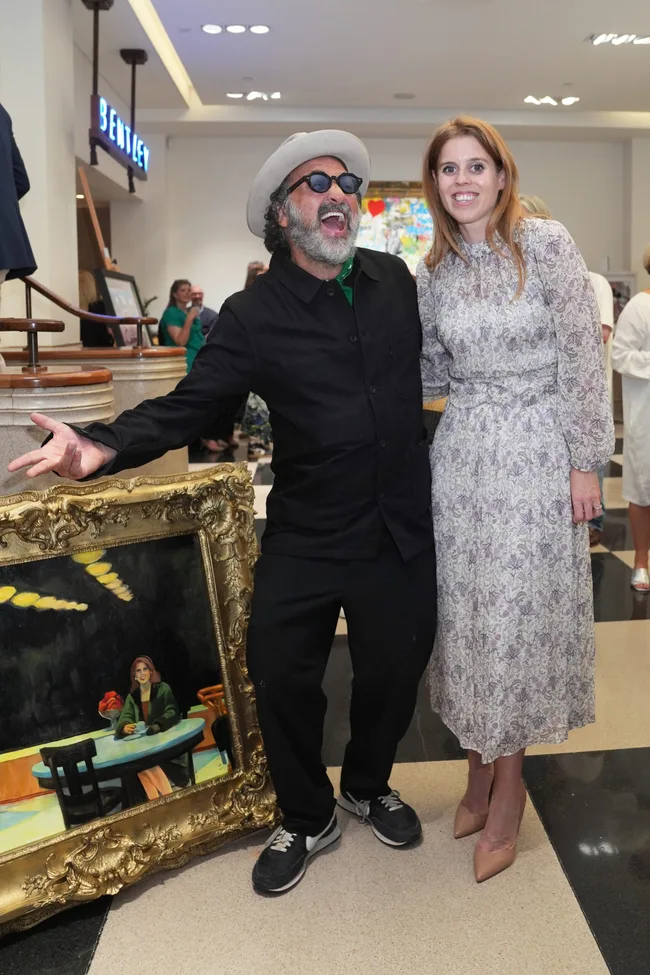 princess beatrice at Mr Brainwash's work at Jack Barclay Bentley