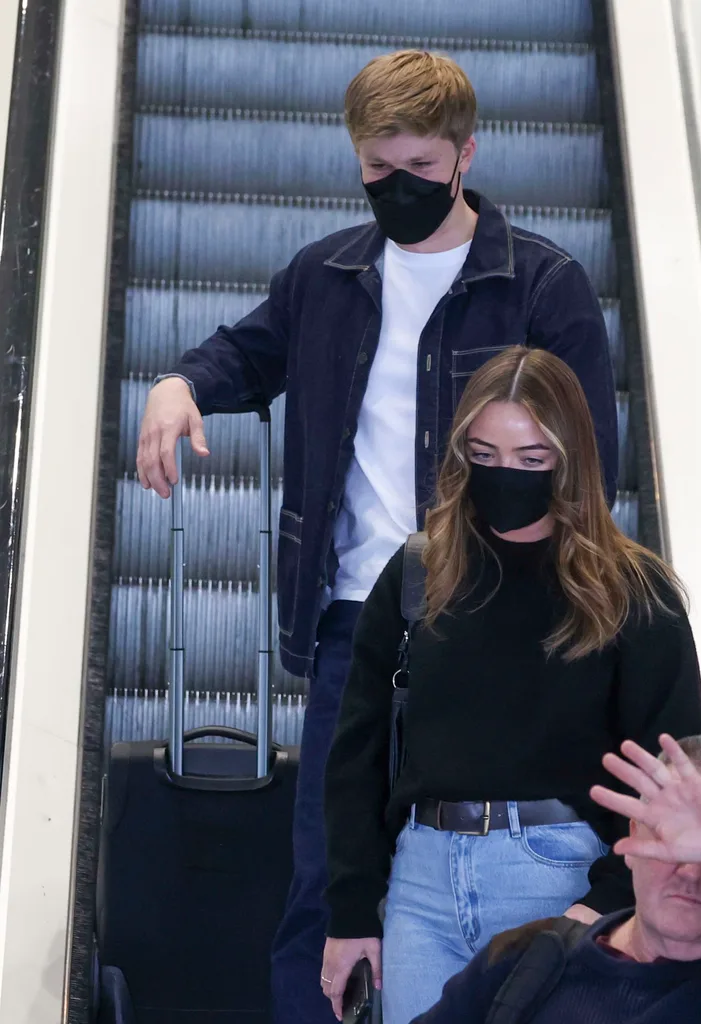Robert Irwin and new friend on an escalator