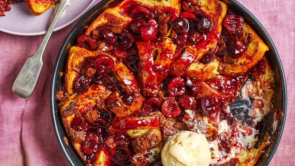 black forest bread and butter pudding