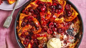 black forest bread and butter pudding