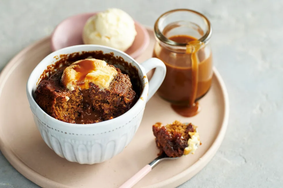 Air Fryer Date White Choc Puddings with Toffee Sauce