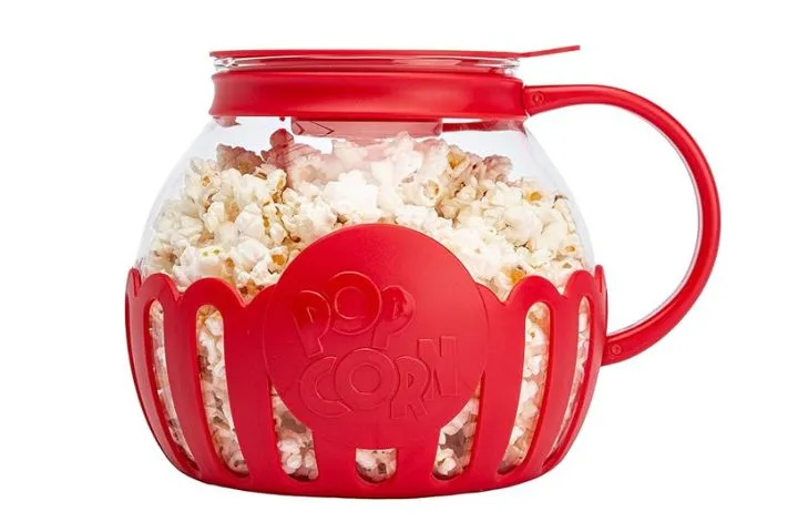 Ecolution Patented Micro-Pop Microwave Popcorn Popper with Temperature Safe Glass - Red