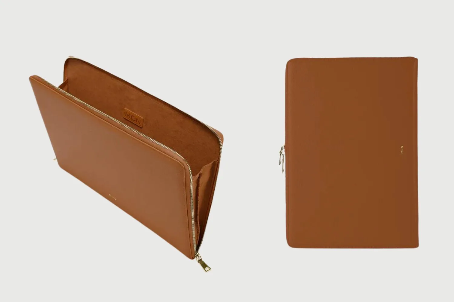 mon purse tan laptop case.