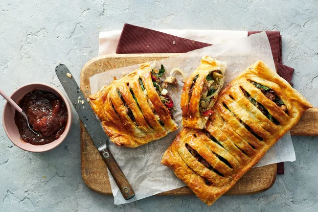 sausage and mushroom jalousie