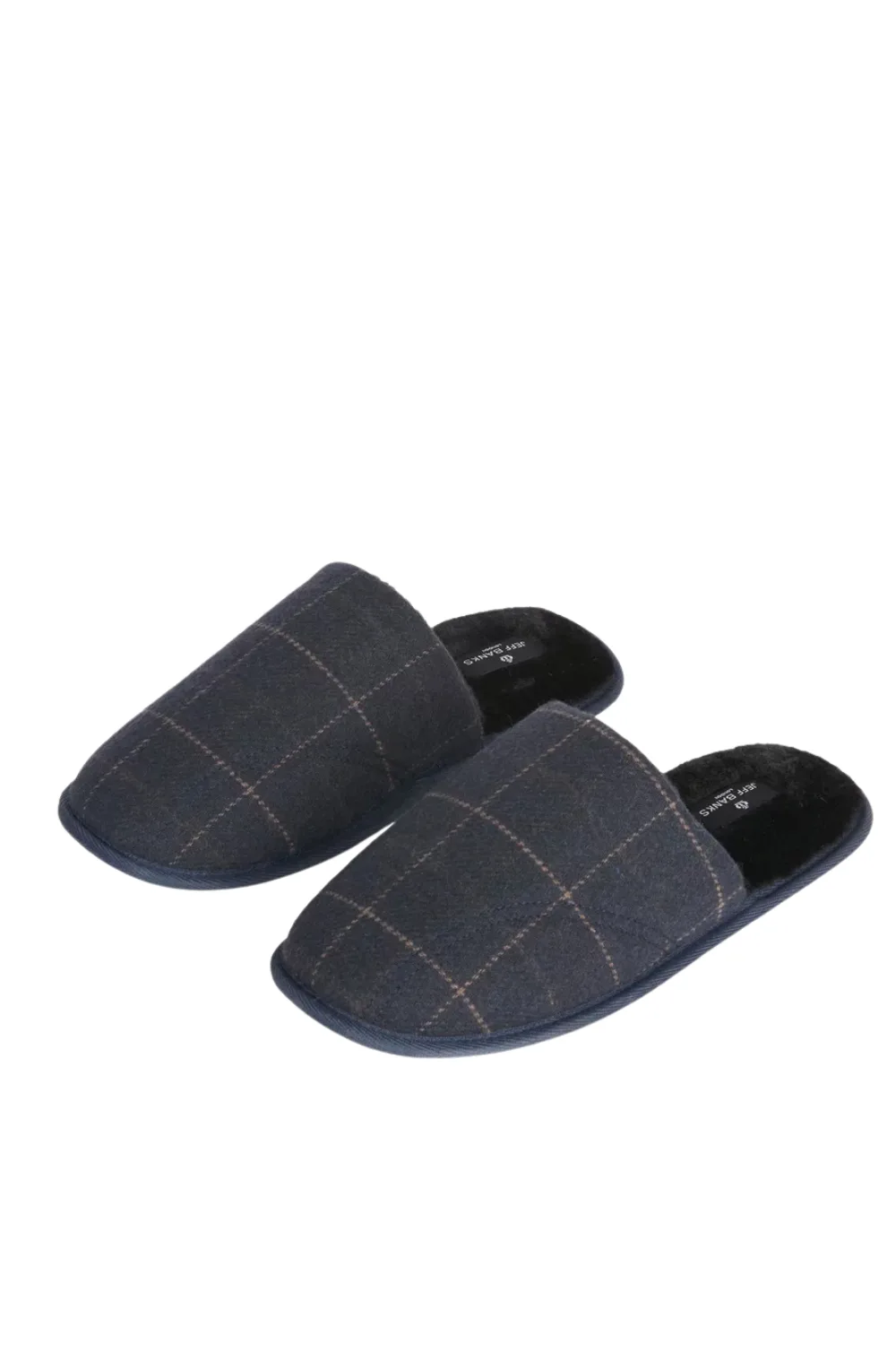 jeff banks blue slippers with check print from the iconic 