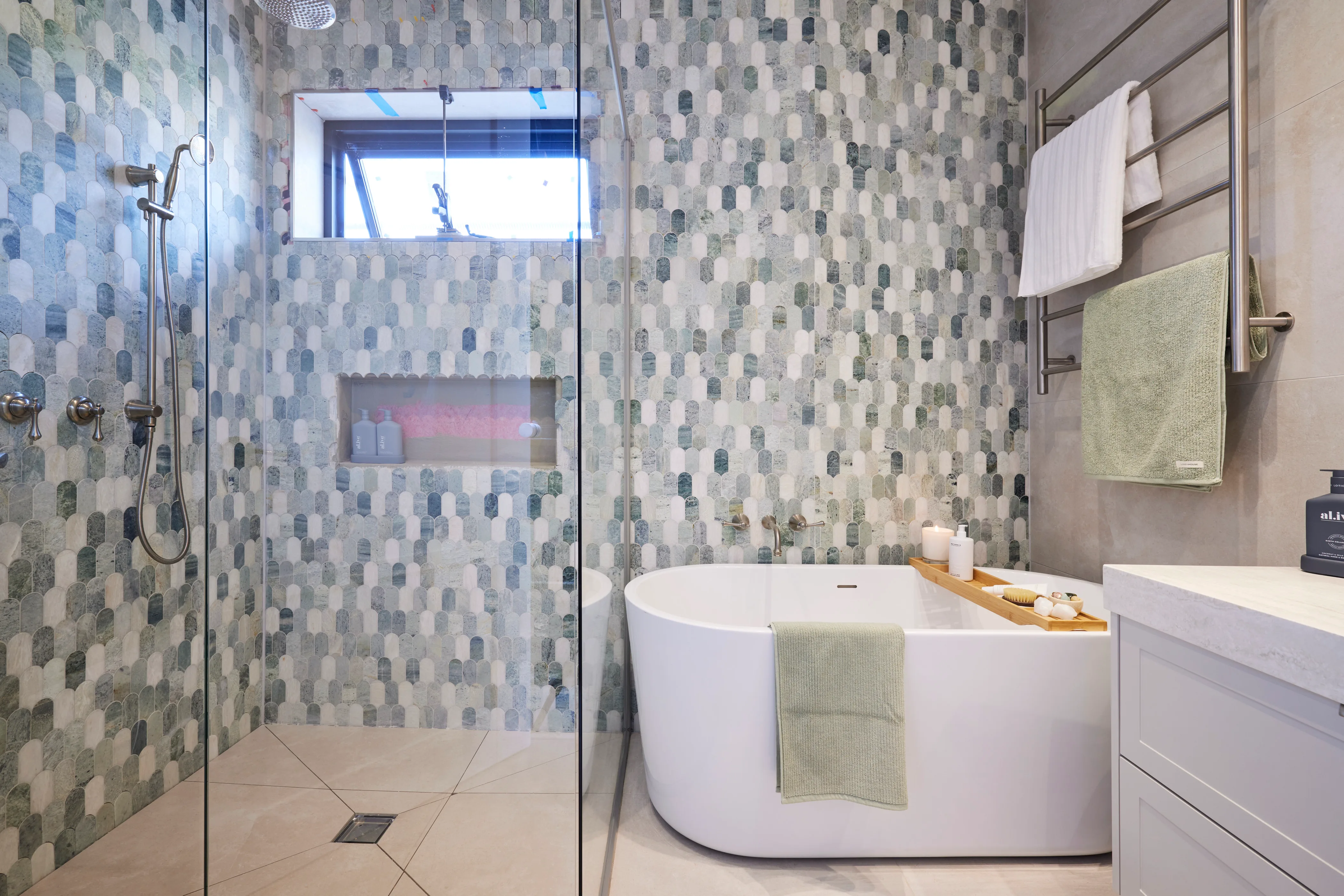 week one guest bathroom reveal the block jesse and paige