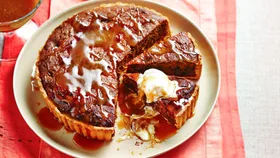 Date and Chocolate Tart with Butterscotch Sauce