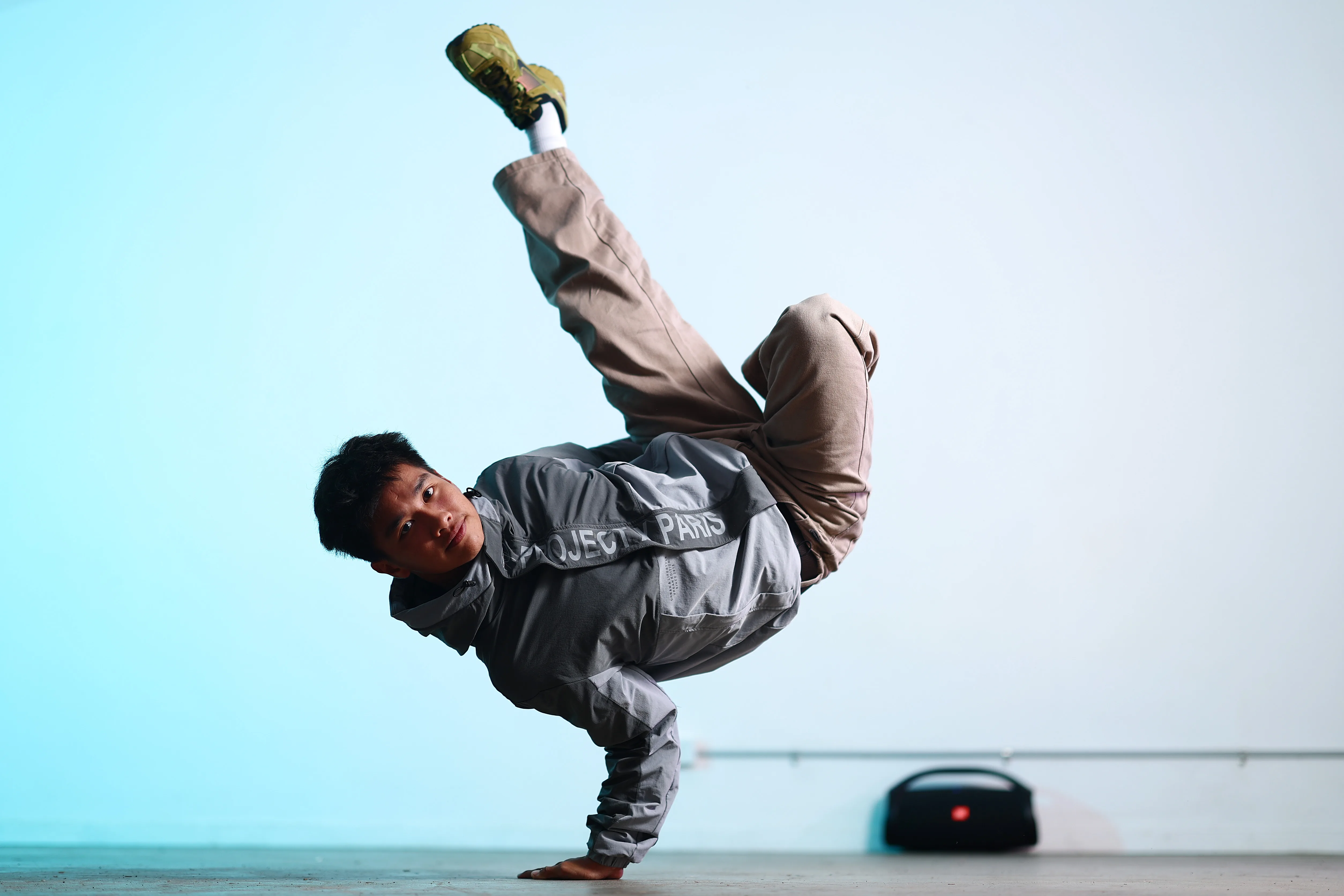 jeff dunne posing before representing australia in breakdancing at olympics