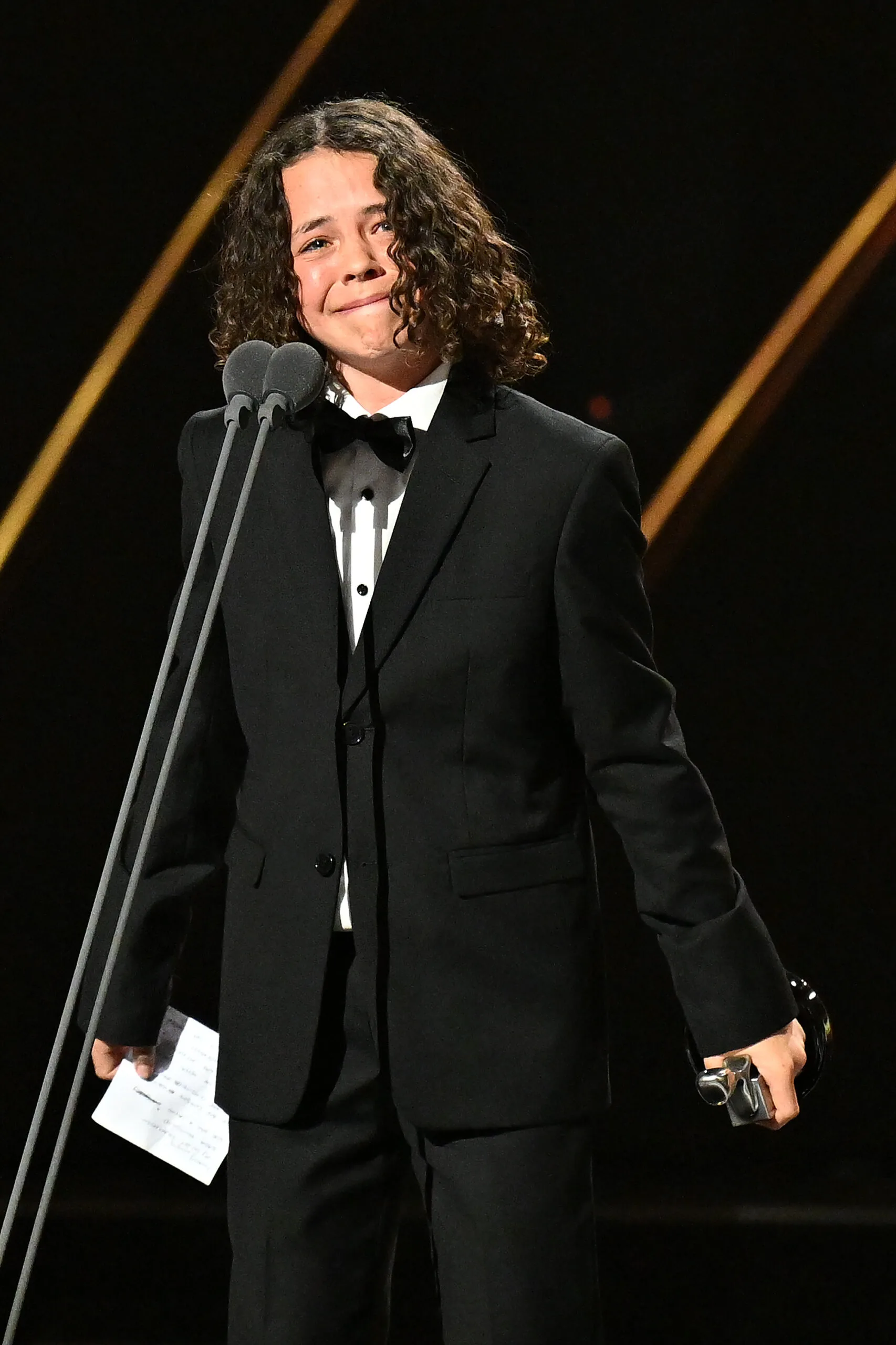 SYDNEY, AUSTRALIA - AUGUST 18: Felix Cameron accepts the Logie Awards for Most Popular New Talent at the 64th TV WEEK Logie Awards at The Star on August 18, 2024 in Sydney, Australia. (Photo by James Gourley/Getty Images for TV WEEK Logie Awards)