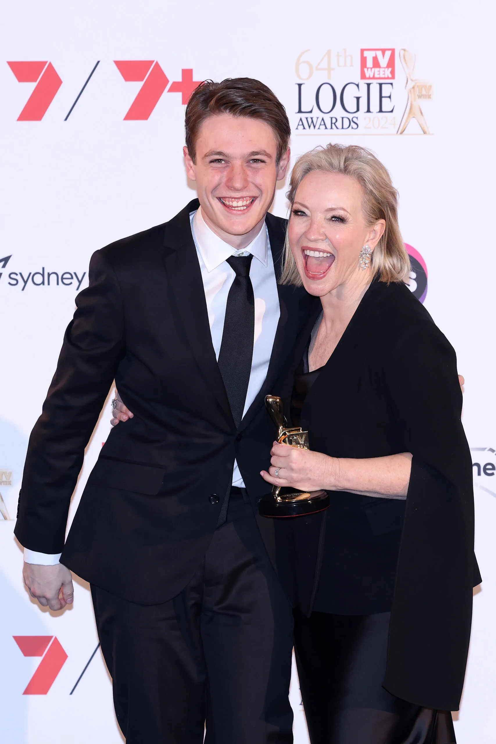 Rebecca Gibney and son Zac at Logies 2024