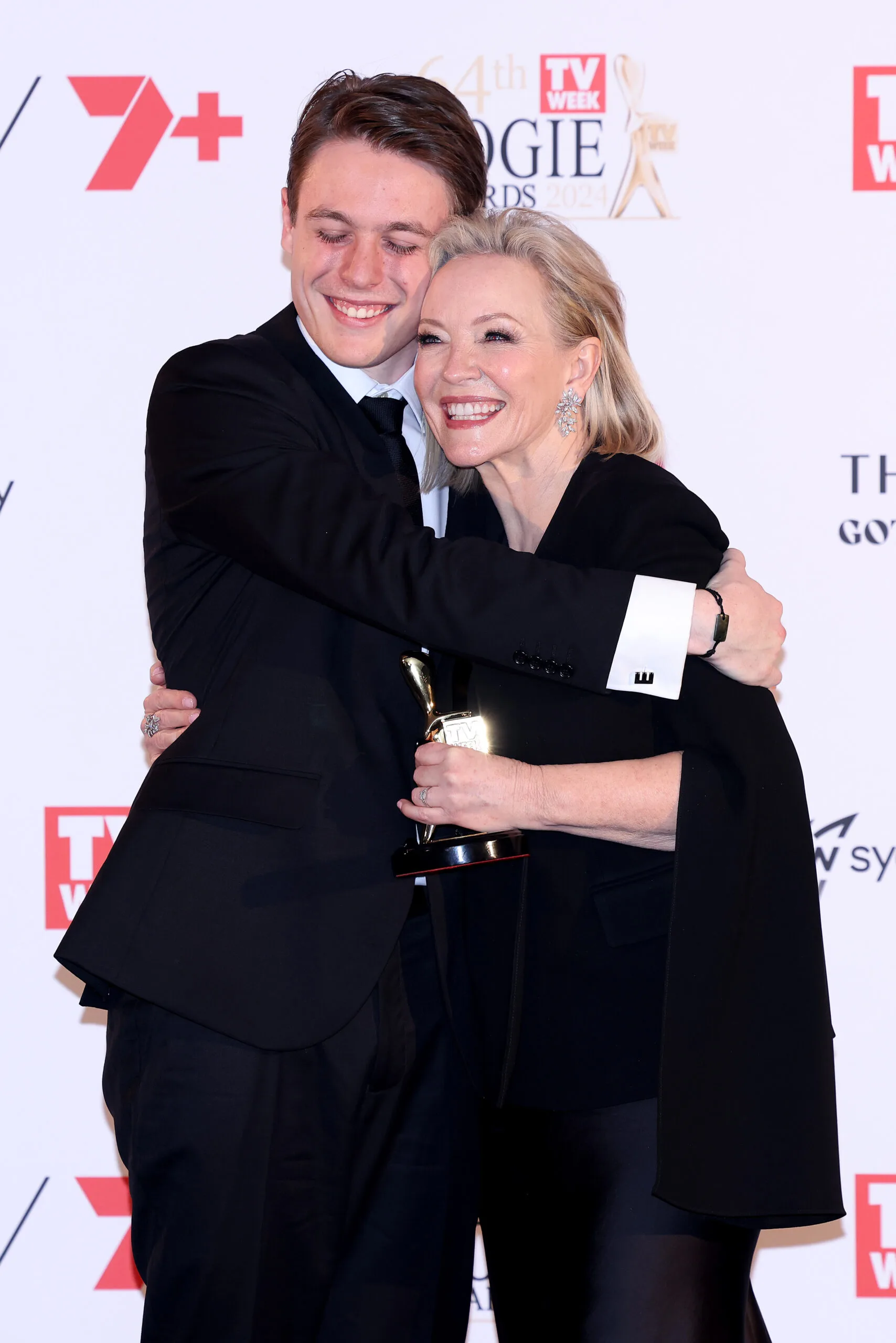 Rebecca Gibney with her son Zac at the 2024 Logies 