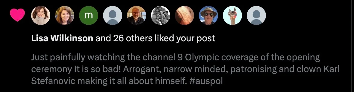 lisa wilkinson x twitter karl stefanovic olympic post