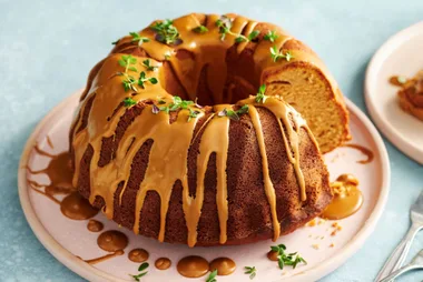 Spiced Pear and Thyme Cake with Biscoff Drizzle