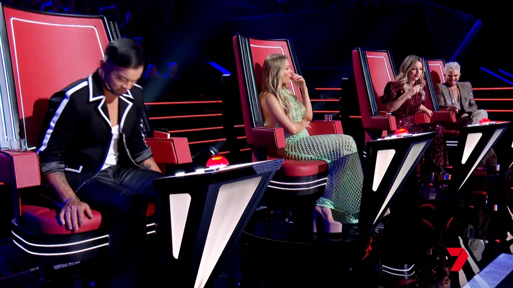 The Voice Australia 2024 coaches Guy Sebastian, Adam Lambert, Leann Rimes, and Kate Miller-Heidke.