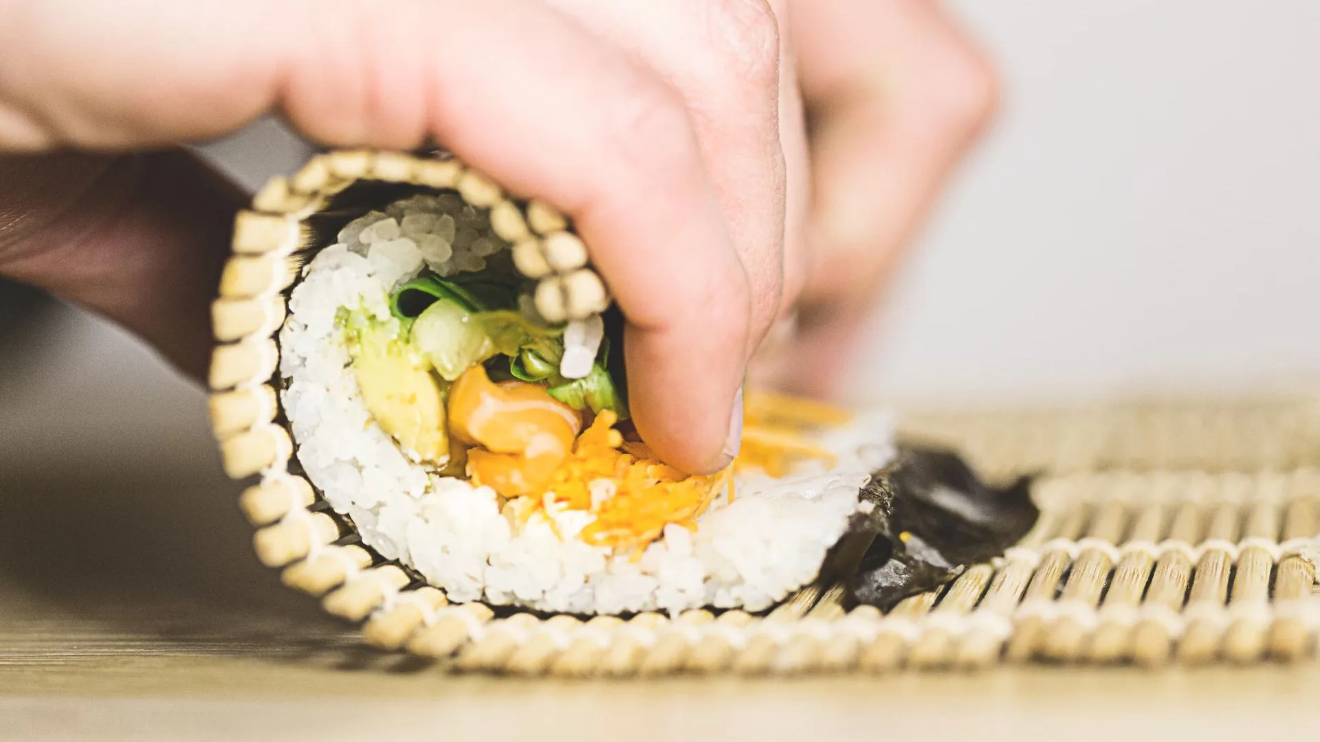 Making sushi at a cooking class.