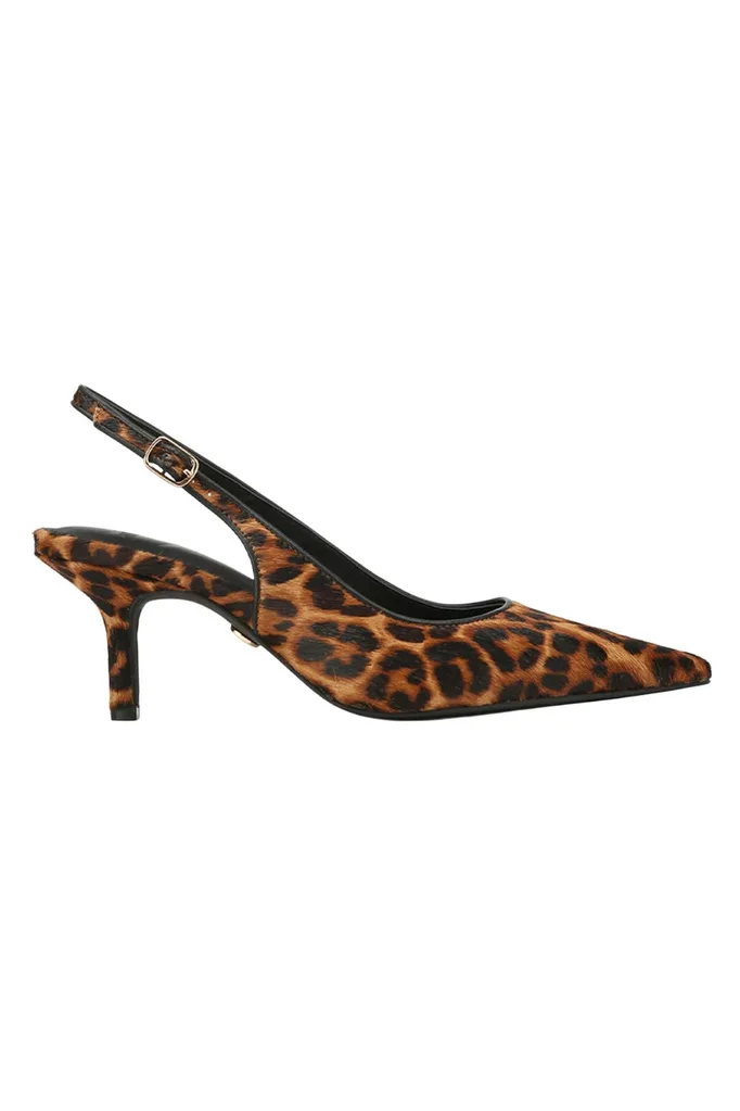 wittner Leia Cognac Leopard Print Leather Slingback
