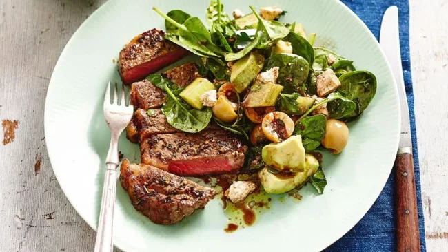 Tuscan Steaks with Olive Avocado Salad