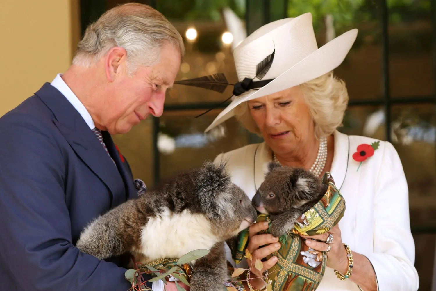 King Charles and Queen Camilla with a koala