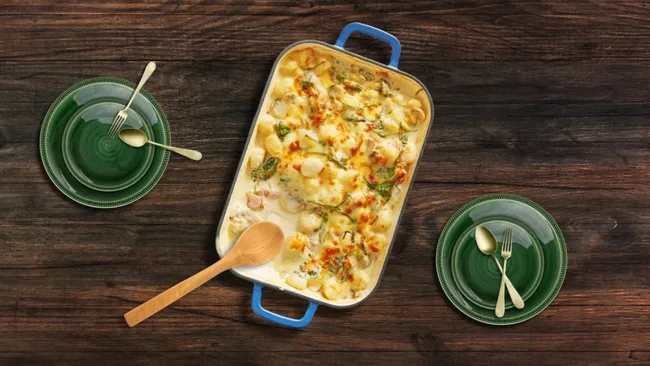 Cheesy Gnocchi Boscaiola Bake