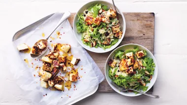 donna hay risoni and chilli-honey haloumi salad