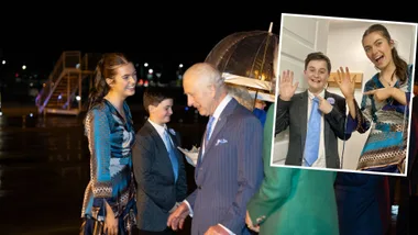 Ky and Charlotte meeting Charles and Camilla at Sydney Airport