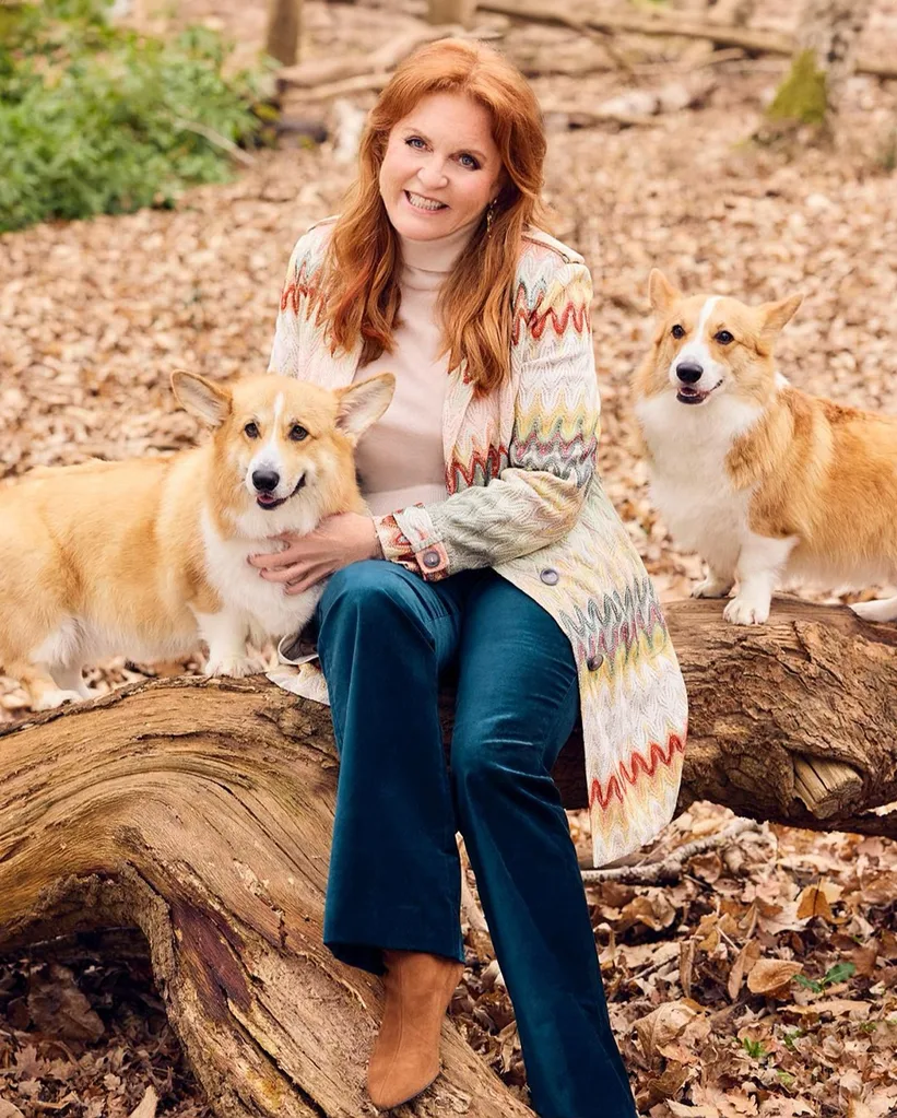Sarah Ferguson with Queen Elizabeth corgis