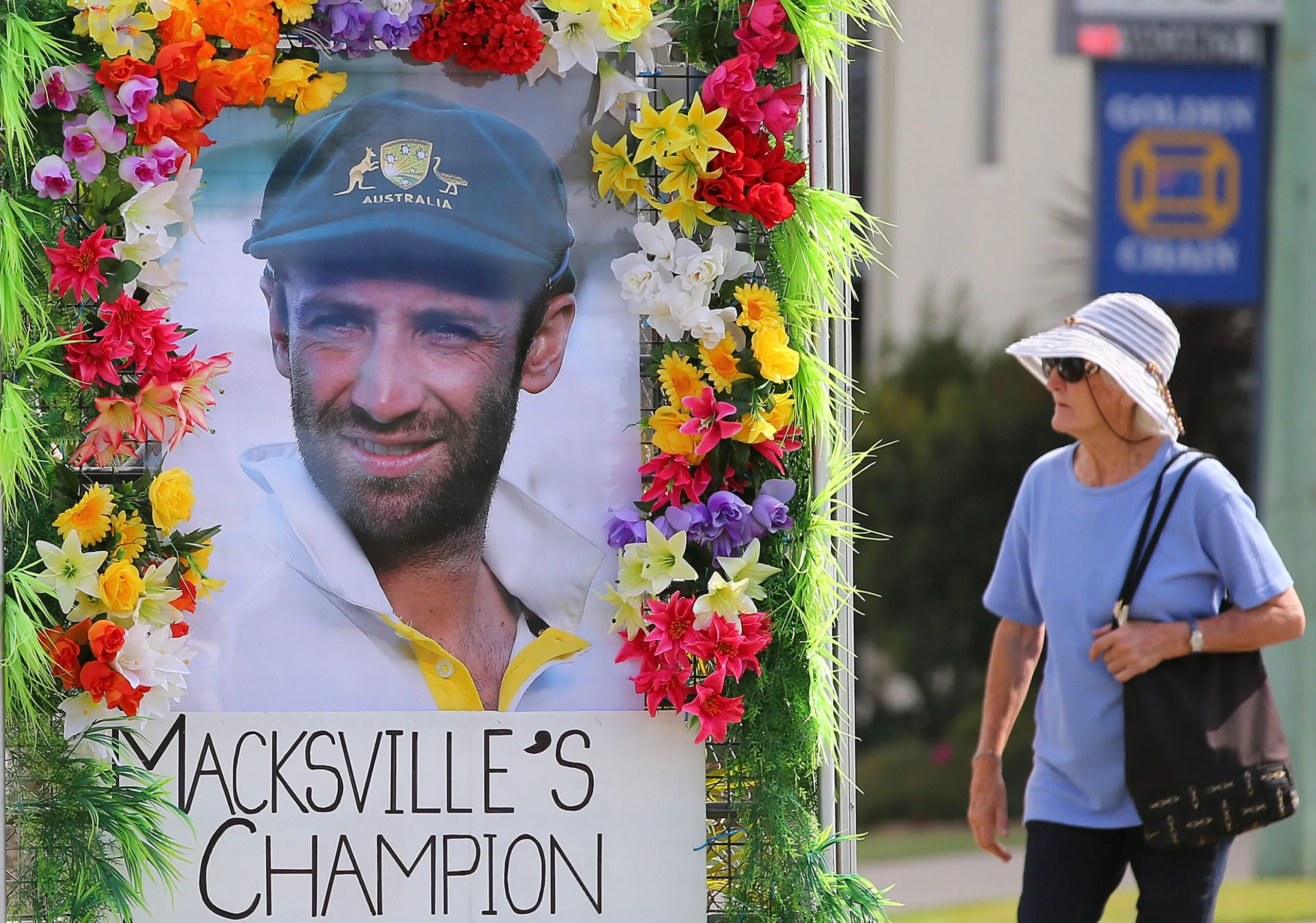 flower tributes to Phillip Hughes in Macksville