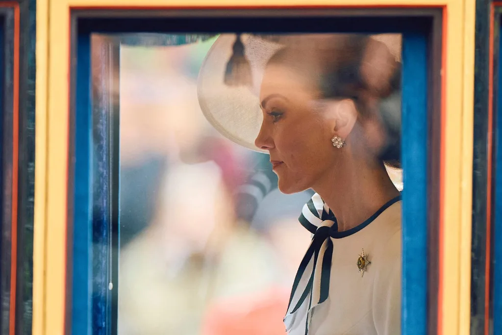 kate in a carriage at trooping the colour