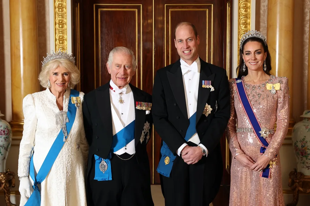 King Charles with Queen Camilla, Prince William and Princess Kate in 2023.