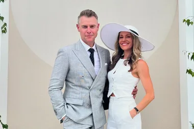 Rodger Corser and wife Renae (nee Berry) at a Derby Day event in 2024.