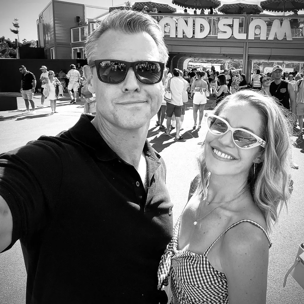 Rodger Corser with his wife Renae at the Australian Open