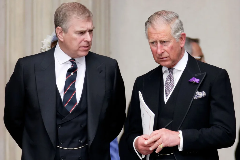 Prince Andrew with brother King Charles