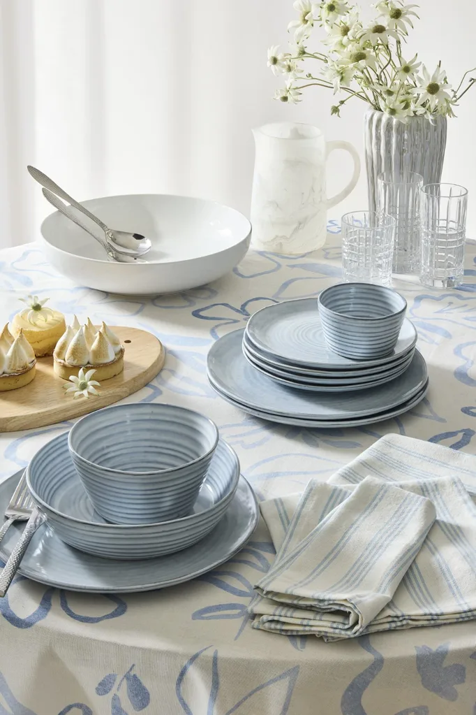 kmart tableware and floral printed table cloth