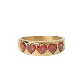 arms of eve red heart gold ring 