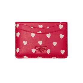 ganni red heart card holder 